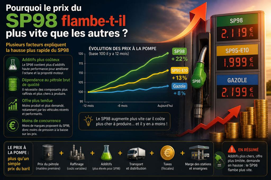Carburants : pourquoi le prix du SP98 augmente plus vite ? Carburants : pourquoi le prix du SP98 augmente plus vite ?